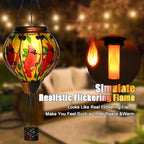 Hot Air Balloon Solar Lantern - Large Cardinal Bird Glass Lantern, Simulated Flickering & Dancing Flame, Big Outdoor Hanging Yard Light Waterproof IP65 for Patio Lawn Porch Decor Gift