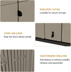 KINYING Outdoor Vertical Storage Shed,57 Cu.ft Outdoor Storage Cabinet Waterproof,Resin Sheds & Outdoor Storage Clearance for Garden,Patio,Backyard,Lockable (Brown)