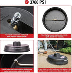 Simpson Cleaning 80165 Universal 15" Steel Pressure Washer Surface Cleaner for Cold Water Machines, 1/4" Quick Connection, Recommended Min 2200 PSI up to Max of 3700 PSI, Black