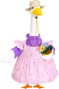 Sweet Gardener Porch Goose Outfits 23" Goose Statue Clothes Lawn Cement Goose Garden Yard Decor (Pink)