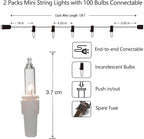 Vigdur 2 Packs 13ft 50 Multi-Color Christmas Lights on White Wire Cord, UL Approved Connectable Outdoor String Lights for Xmas Patio Home Party Garden Decor(Multicolor)
