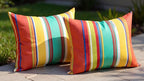 RSH Décor Set of 4 Lumbar Throw Pillows – 26” x 16” Indoor/Outdoor Decorative Cushions, Reversible, All-Weather Polyester Fabric, UV & Fade Resistant Accent Pillows (Bright Colorful Stripe)