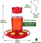 2-Pack Plastic Hummingbird Feeder - 22oz Leakproof Outdoor, 6 Bee-Proof Ports with Ant Moat, Wide Mouth Easy Clean, Hanging Hook for Trees or Decks