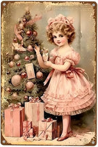 Vintage Chic Christmas Iron Metal Sign 8" x 12" - Festive Holiday Wall Art for Home, Kitchen, Garden, Cafe, Office Decor, Gauged Steel, Pre-Drilled, Weather Resistant