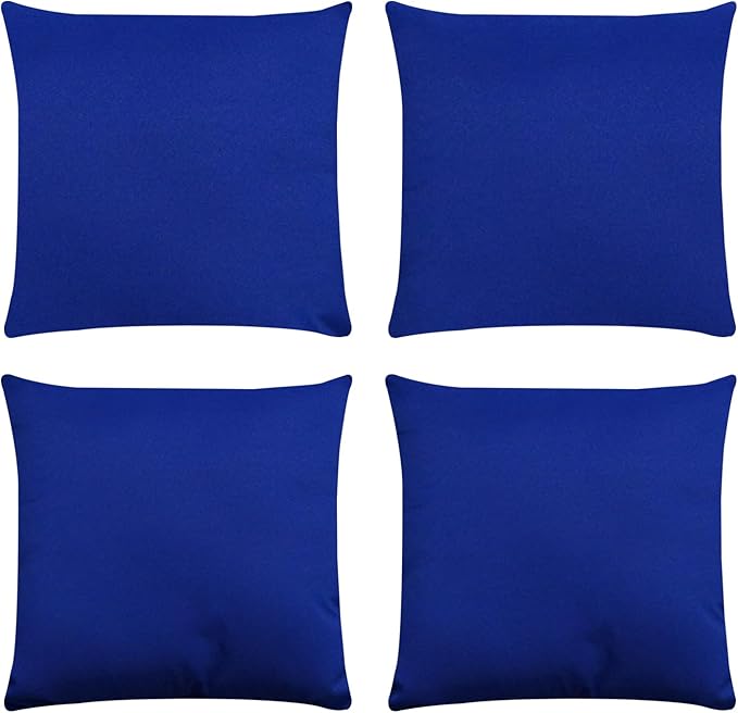 Covers & All Premium Square Throw Pillow Inserts with Covers Set of 4, 16 x 16 Inches Blue, Decorative Cushions for Couch Sofa Home Decor Office Travel UV Resistant Waterproof Soft Cushions Pillows