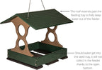 JCS Wildlife Medium Poly Fly-Thru Bird Feeder w/Removable Seed Tray - Holds 4 Cups of Bird Seed to Attract Cardinals, Chickadees, and More Backyard Birds (Green)
