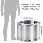 HGD 28 Inch Smokeless Firepit, Stainless Steel Fire Pit, Wood Burning Firepit for Patio Garden Picnic