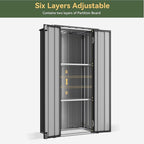 Aoxun 22 Cu.Ft Outdoor Storage Cabinet Outdoor Metal Shed with 2 Adjustable Shelves 3 Layer Indoor& Outdoor Waterproof Vertical Storage Shed for Patio Garden, Garage, Porch (Dark, 2.5'x1.5')