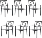 Outdoor Dining Chairs Set of 6, Aluminum Frame Stackable Patio Dining Chairs with Armrest, Wrought Iron Patio Bistro Chairs for Lawn, Backyard, Garden, Porch