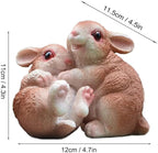 Garden Statues Bunny Decor Resin Hug Rabbit Figurine Cute Fairy Garden Decor Outdoor Statues for Patio Yard Porch Balcony Gifts for Women Mom Grandma Brown