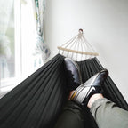 Anyoo Garden Cotton Hammock Comfortable Fabric Hammock with Spreader Bar Sturdy Hammocks Up to 450lbs Portable Lightweight Hammocks with Travel Bag for Camping Outdoor/Indoor Patio Backyard