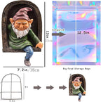 Elf Out The Door Gnome Tree Hugger Statue, Funny Whimsical Garden Peeker Sculpture, Resin Tree Face Decor Outdoor, Hanging Gnome Figurine for Yard Patio Lawn Porch Decoration, 7"x13"