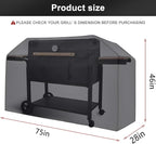 LBTING Grill Cover, 75-inch Heavy Duty 300D Oxford Waterproof Windproof UV Resistant BBQ Gas Grill Cover for Outdoor Barbecue Fit Most Brands Weber, Brinkmann, Char Broil, Holland