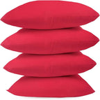 Covers & All Premium Square Throw Pillow Inserts with Covers Set of 4, 14 x 14 Inches Red, Decorative Cushions for Couch Sofa Home Decor Office Travel UV Resistant Waterproof Soft Cushions Pillows