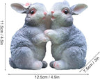 Garden Statues Bunny Decor Resin Dance Rabbit Figurine Cute Fairy Garden Decor Outdoor Statues for Patio Yard Porch Balcony Gifts for Women Mom Grandma Grey