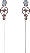 Touch of Class Pathways Reflective Driveway Marker Stake Set of Two for Outdoor Use | Compass Star Emblem Design | Personalized Tall Reflector Set of 2 | Weathered Bronze Durable Finish