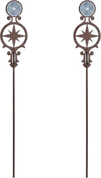Touch of Class Pathways Reflective Driveway Marker Stake Set of Two for Outdoor Use | Compass Star Emblem Design | Personalized Tall Reflector Set of 2 | Weathered Bronze Durable Finish