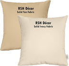 RSH DECOR: Square Throw Pillows Set of 4 | 17” x 17” | All-Weather Spun Fabric | Water and Fade-Resistant | Outdoor Accent Pillows for Patio Furniture | Tan