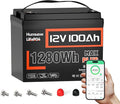 12V 100Ah LiFePO4 Lithium Battery MAX with Bluetooth 5.0, 15000+ Deep Cycles, 1280Wh Lithium Iron Phosphate Battery, Built-in 110A BMS with Low-Temp Protection for RV, Marine, Trolling Motors