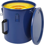 6 Gallon Commercial Fryer Oil Bucket with Lid, Fryer Grease Bucket, Coated Carbon Steel Fryer Oil Container with Rubber Seal, Rustproof, Leakproof, Filter Bag for Hot Cooking Oil Filteringm, Blue