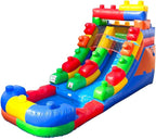 Inflatable Water Slides for Kids - Backyard Inflatable Water Slides with Splash Pool - Building Block Slide Complete with Blower, and Stakes - 21' x 9' - 12' Tall Slide