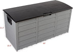 75 Gallon Resin Deck Box, Waterproof Outdoor Storage Box with Wheels, Lockable Lid and Handles, Large Deck Storage for Outdoor Gear, Patio Furniture Cushion, Gardening Tools, Black