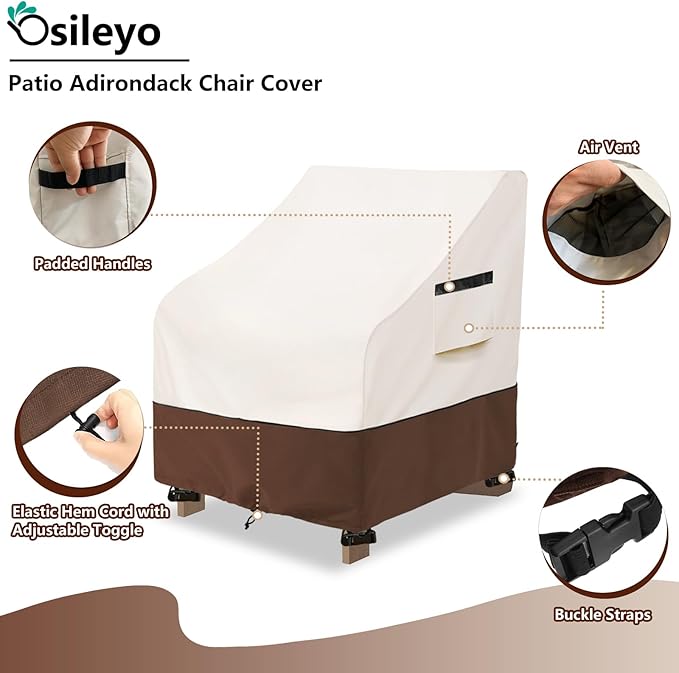 Patio Chair Covers 2 Pack - Waterproof Heavy Duty Patio Furniture Covers for Outdoor Lounge Deep Seat Chair(28 W x 30 D x 32 H inches) Beige & Brown