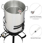 30QT Turkey Fryer & 10QT Fish Fryer, Outdoor Turkey Deep Fryer Pot Set Seafood Boiler Kit,4-Pcs Cooker Set, Gas Fryer Boiler Steamer with 54,000 BTU Burner,Turkey Rack for Backyard & Outdoor Cooking