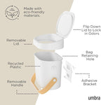 Umbra Bellwood Kitchen Compost Bin – White/Natural, Countertop or Cabinet Mounted, 6L Compost Container with Hidden Bag Retainer, BPA-Free & Dishwasher Safe| Bellwood Collection