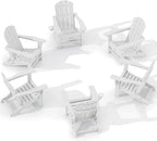 KINGYES Folding Adjustable Adirondack Chair with Retractable Ottoman Set of 6, HDPE All Weather Chair with Cup Holder - Versatile Adirondack Chair, White