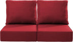 Luxury 24x24x6 Inch Outdoor Seat Cushions - Set of 2 Water Resistant Patio Chair Replacement Cushion for Porch Set Rattan Dining Rocker Glider Chairs Loveseat Couch Sectional Sofa - Red