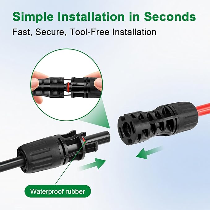 XRDS -RF Solar Extension Cable 8AWG, 20FT Red & Black Solar Panel Wire with Solar Connectors, PV Wire with Disconnect Wrenches & Extra Male/Female Connectors for RV, Camper, Inverter, Off-Grid System