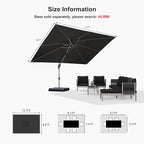 PURPLE LEAF 9' X 11.5' Patio Umbrella, Rectangle Outdoor Cantilever Umbrella, Aluminum Offset Umbrella with Champagne Frame and 360° Rotation for Pool Deck Garden, Grey