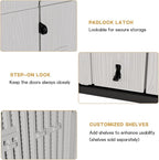 KINYING Outdoor Vertical Storage Shed,57 Cu.ft Outdoor Storage Cabinet Waterproof,Resin Sheds & Outdoor Storage Clearance for Garden,Patio,Backyard,Lockable (Grey)