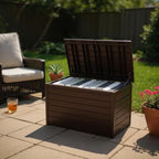 230 Gallon Deck Storage Box Outdoor Patio Container – Weather-Resistant, Lockable Outdoor Storage Solution for Patio, Garden, and Poolside (Brown)