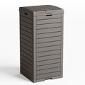 31 Gallon Outdoor Trash Can with Tiered Lid and Drip Tray,Waterproof Resin Waste Bin Indoor,Durable,Stylish,Lightweight Garbage Bin for Patio,Kitchen,Backyard and Office(Gray)