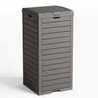 31 Gallon Outdoor Trash Can with Tiered Lid and Drip Tray,Waterproof Resin Waste Bin Indoor,Durable,Stylish,Lightweight Garbage Bin for Patio,Kitchen,Backyard and Office(Gray)