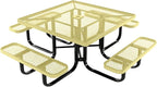 COATEDOUTDOORFURNITURE Heavy-Duty Portable Outdoor Kids Table with Umbrella Hole, Expanded Metal Kids Picnic Table, Commercial-Grade, Made in America (46 in, Square, Childrens, Textured Sandstone)