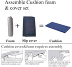 30 x 14 Inch Piano Bench Cushions for Indoor Furniture with Ties Non Slip Kitchen Dining Room Bench seat Cushion for Shoe Storage Ottoman Window Settee Pad，Navy Blue