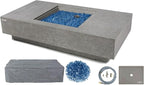Elementi+ | Monte Carlo Gas Fire Pit Cast Concrete 60" Rectangular Fire Table, Outdoor Fire Pit Electronic Ignition | Canvas Cover, Fire Glass and Burner Lid Included | Light Gray | Natural Gas