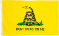 Dont Tread On Me Flag 3 x 5' ft | Gadsden Tea Party Flag | Nylon Embroidered Snake | Quadruple Stitched Fly End | 100% Guarantee | Brass Grommets for Easy Display | Premium Quality