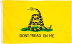 Dont Tread On Me Flag 3 x 5' ft | Gadsden Tea Party Flag | Nylon Embroidered Snake | Quadruple Stitched Fly End | 100% Guarantee | Brass Grommets for Easy Display | Premium Quality