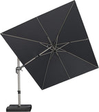 PURPLE LEAF 9' X 12' Left-right Tilting Patio Umbrella Outdoor Swivel Cantilever Umbrella Aluminum Offset Umbrella with Champagne Frame and 360-degree Rotation for Garden Deck Pool, Grey