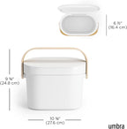 Umbra Bellwood Kitchen Compost Bin – White/Natural, Countertop or Cabinet Mounted, 6L Compost Container with Hidden Bag Retainer, BPA-Free & Dishwasher Safe| Bellwood Collection