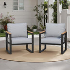 Outdoor Chairs Set of 2, Outdoor Furniture Set, Outdoor Conversation Chair Sets for Balcony Backyard Park Garden, Light Grey