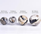 JIC Gem 2.7-3.1 inch(70-80mm) Large Volcanic Agate Crystal Sphere Quartz Crystal Ball with Stand Healing Ornament Witchcraft Meditation Decor