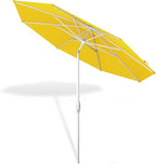 Midtown Umbrellas The Swilt 10 Feet Patio Umbrella in Terylast Sunflower (Yellow) Polyester Fabric - Fiberglass Ribs, Auto-Tilt Aluminum Frame For Backyard, Deck, Garden, Pool - White Pole
