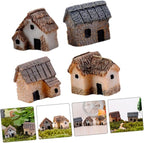 Fairy Garden Mini House Accessories, Miniature Village Hut Figurine Cottage, DIY Micro Landscape Decor Ornaments for Bonsai, Succulent Planting (B)