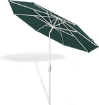 Midtown Umbrellas The Swilt 8 Feet Patio Umbrella in Terylast Forest (Dark Green) Polyester Fabric - Fiberglass Ribs, Auto-Tilt Aluminum Frame For Backyard, Deck, Garden, Pool - White Pole