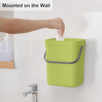 LALASTAR Food Waste Basket Bin for Kitchen, Small Countertop Compost Bin with Lid, Odor-Free Food Scrap Container, Wall Mounted Garbage Can, 3L/0.8 Gal, Green